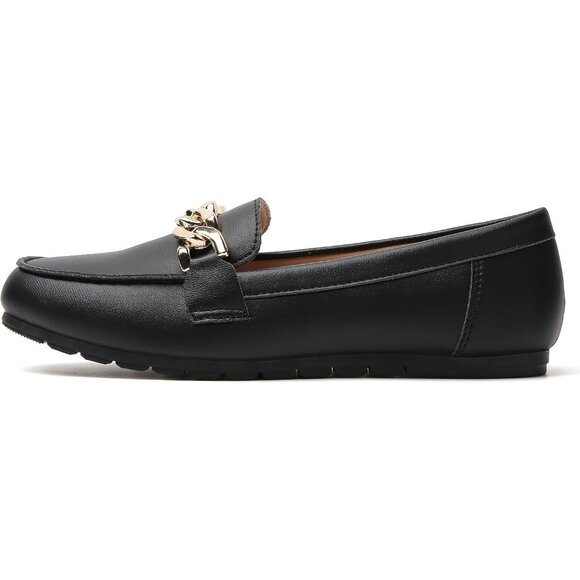 Women Loafers Faux Leather Flat Slip-On Shoes Casual Work Walking Comfort - Picture 5 of 9